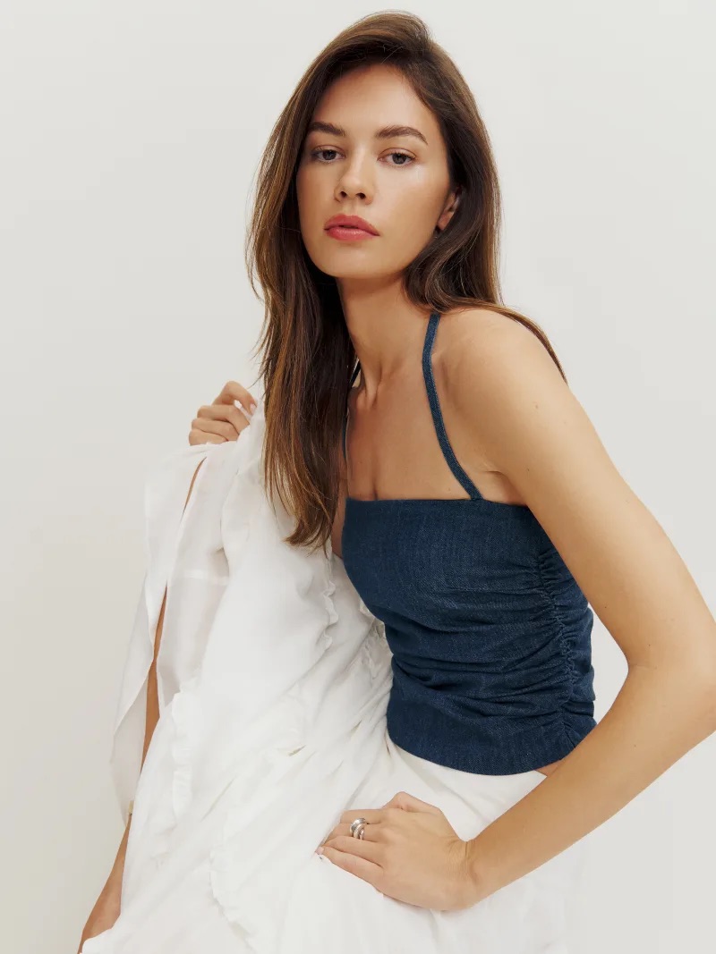 Nwt Reformation Irene Denim Halter - Size 2